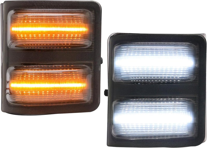 LUDARM LED Tow Mirror Turn Signal Light Compatible with 2008-2016 F250 F350 F450 F550 super duty 2013-2014 F150 Switchback Sequential Dynamic Amber Blinker White Driving Parking Light 2PCS Smoke Lens - Image 1